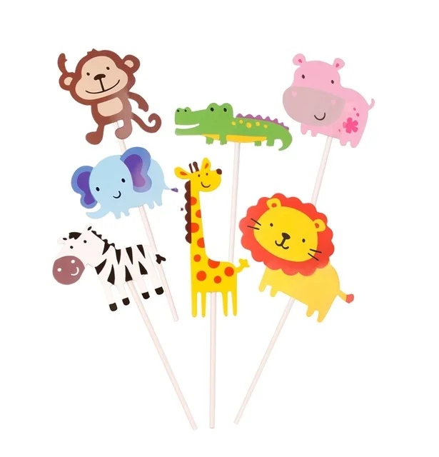 Happy Birthday Banner Animal Lion Cake Topper Kid Birthday Party Ocean Wild Animal Jungle Party Supplies Children's Day Gifts - Цвет: cake topper2