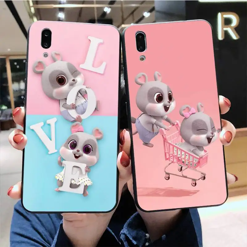 

Funny cartoon Mouse Chibi Cover Black Soft Shell Phone Case For Vivo Y91c Y17 Y51 Y67 Y55 Y93 Y81S Y19 V17 vivos5