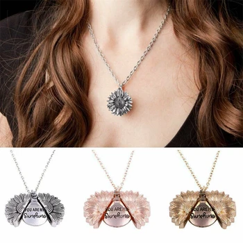 

9Pcs Fashion new necklace women Sunflower double-layer lettering necklace Alloy flower short clavicle chain Christmas Jewelry