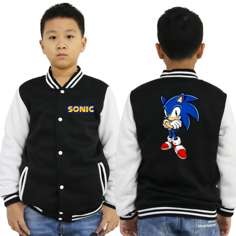 Новинка года; Мужская и женская спортивная куртка Sonic; модная повседневная хлопковая толстовка с длинными рукавами для мальчиков и девочек; Верхняя одежда; бейсбольная одежда