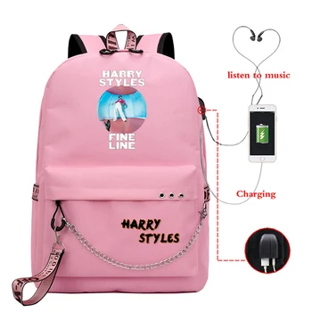 

New Pink Bookbag 10 Color Harry Style Backpack School Bags for Teenage Girls Womens Backpack Usb Charge Laptop Travel Backpack