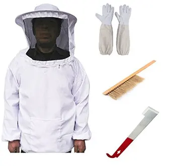 

Beekeeping Bee Keeping Suit Jacket&Gloves& Bee Hive Brush & J Hook Hive Tool Set