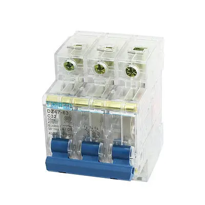 

400VAC 32A ON/OFF Switch Three Pole C Type Mini Circuit Breaker 4000A