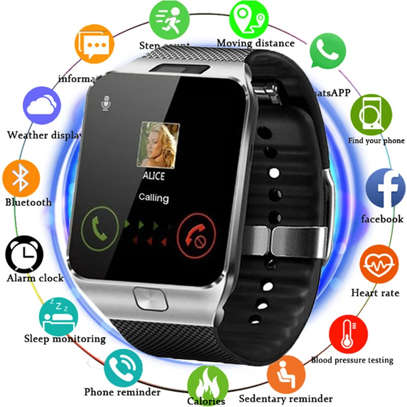 Reloj inteligente DZ09 reloj despertador compatible con tarjeta SIM TF  Cámara Bluetooth reloj de pulsera llamada de teléfono para Samsung Huawei  Android relojes inteligentes|Relojes deportivos| - AliExpress