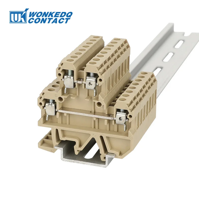 

10Pcs DK4Q/35 Screw Connection Double 2 Level 4-Conductor 4 mm² SAK Wire Electrical Connector DIN Rail Terminal Block DK 4Q/35