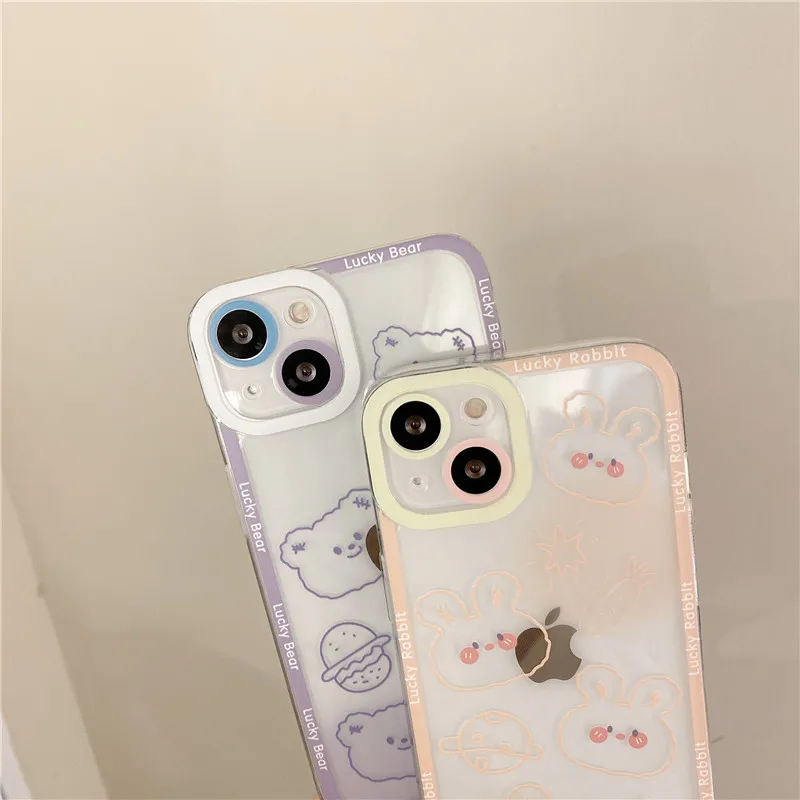New Korean Aesthetic Bear Phone Case For Iphone 13 12 Mini 11 Pro Max Xs X Xr 7 8 Plus Planet Cute Soft Silicone Back Cover Bag Mobile Phone Cases Covers Aliexpress