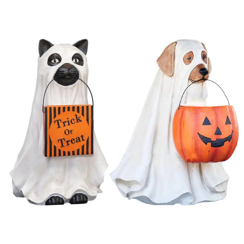 Halloween Trick or Treat Candy Bowl Dog/Cat Ornament Favors Statue ...