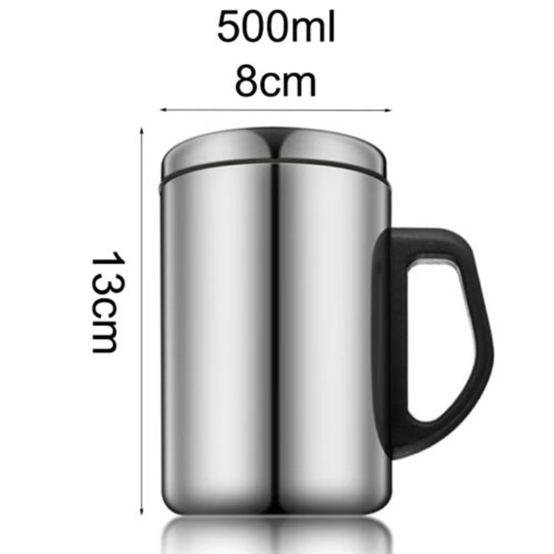 Large Capacity Stainless Steel Travel Mug Insulated Coffee Water Tea Cup  Handle