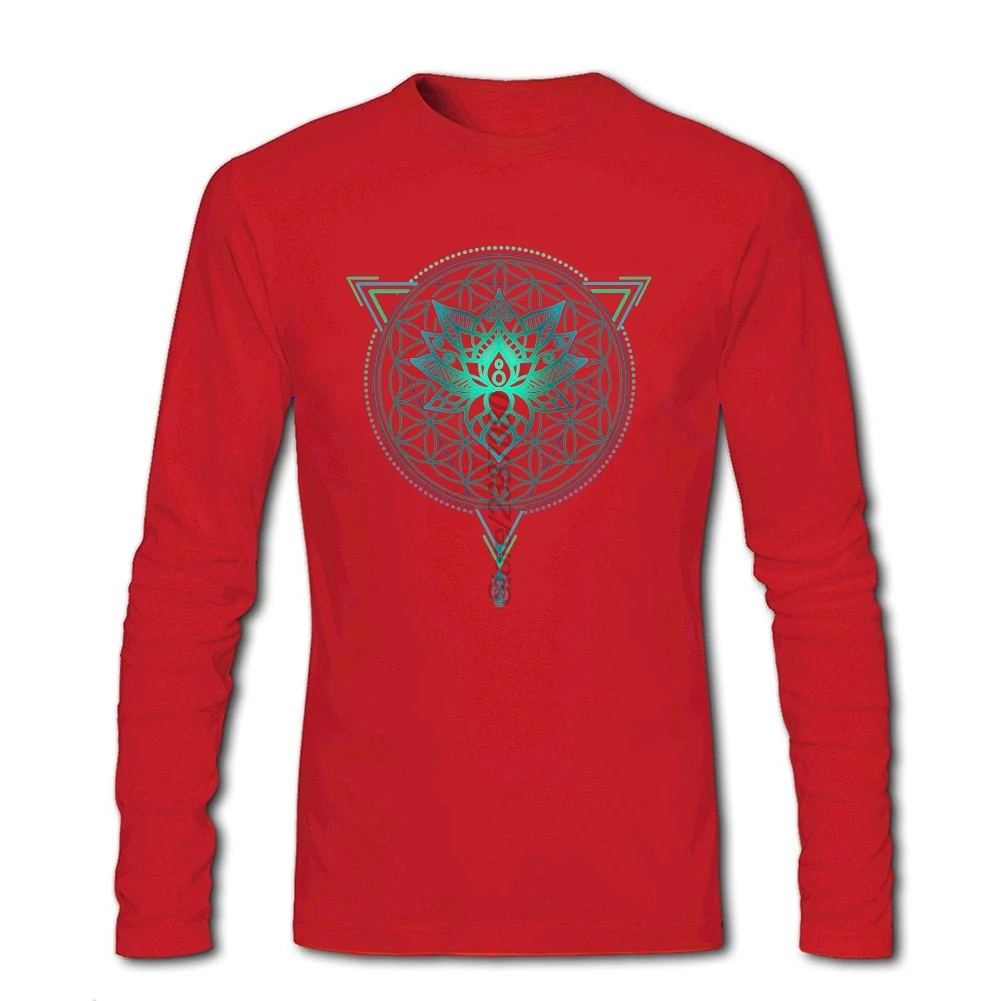 Мандала футболка с длинным рукавом на заказ Мужская футболка Camiseta Хлопок Crewneck мужские рубашки