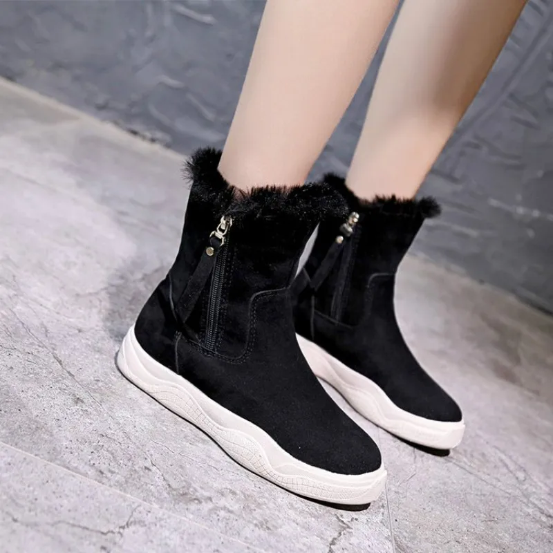 

Women's Snow Boots 2019 New Short Matte Leather Winter Plus Velvet Warm Female Shoes Non-slip Cotton Ladies Short Boot