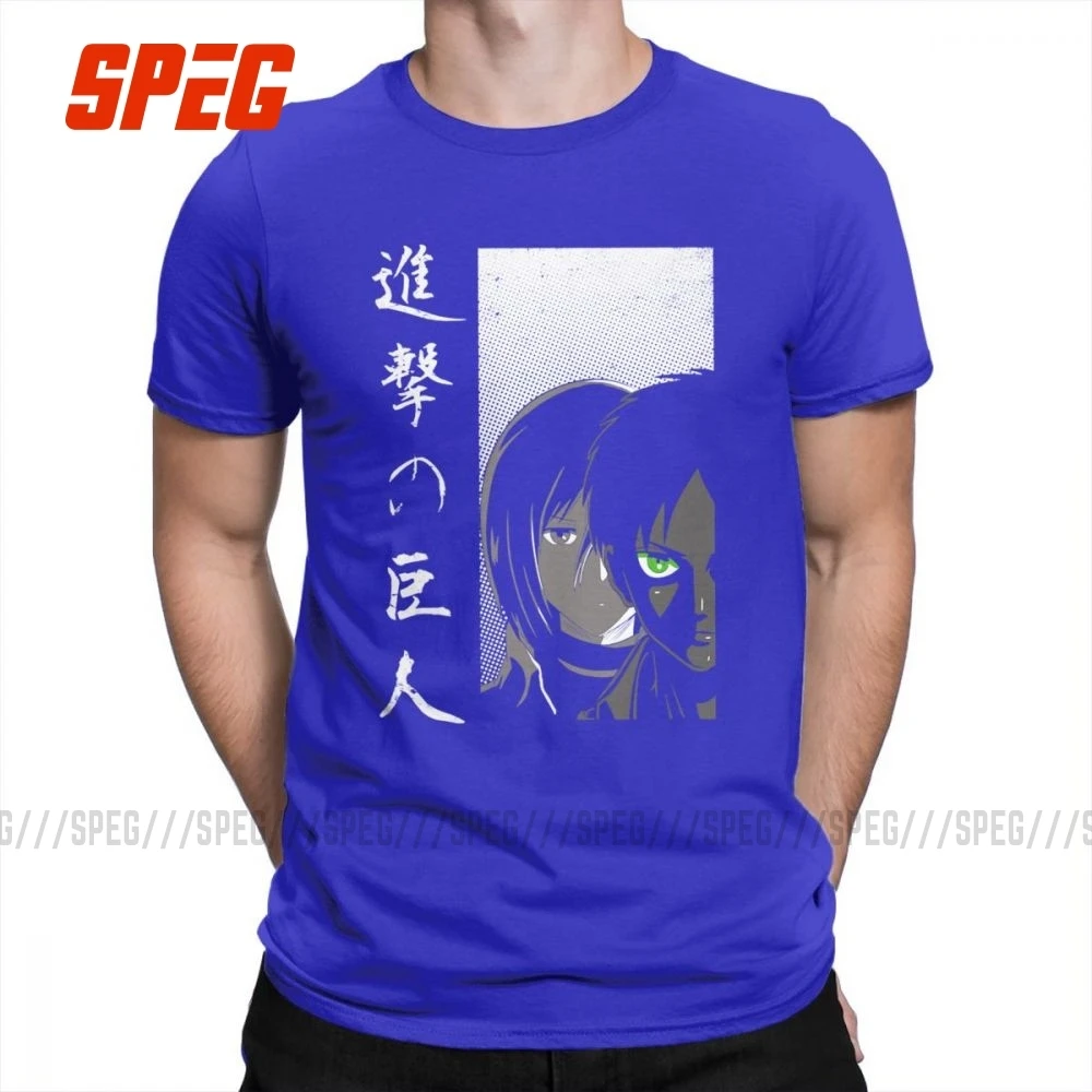 Обувь для косплея по аниме «атака на Титанов»(Shingeki No Kyojin) защиты Wall Tees мужские Повседневное футболки хлопковые футболки с круглым вырезом крутая футболка с короткими рукавами - Цвет: Синий