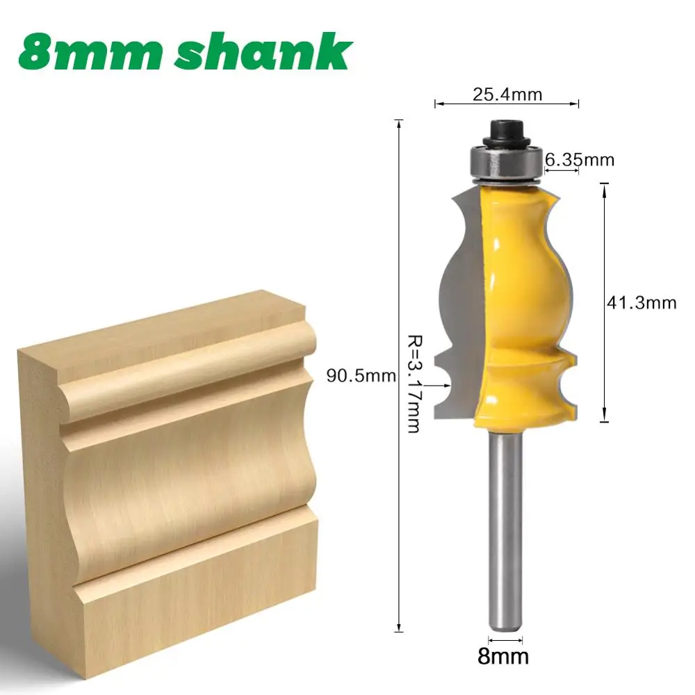 1PC 8mm 6mm Shank Architectural Cemented Carbide Molding Router Bit Trimming Wood Milling Cutter for Woodwork Cutter Power Tools image_2