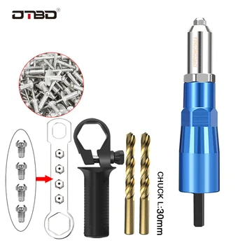 

Electric Rivet Gun 2.4mm-4.8mm rivet nut drill adapter riveting tool Insert Nut Tool with 50PC rivet