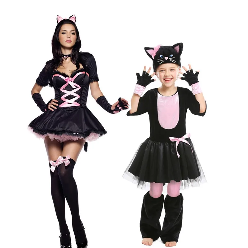 Halloween Party Kitty Cat Cosplay Parentchild Costume Carnival Purim