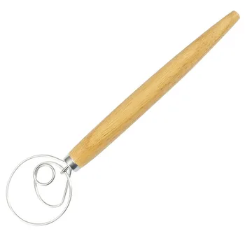 

Stainless Steel Beater DIY Bread Dough Tools Baking Accessories Danish Dough Stick Kitchen Gadgets Wood Handle
