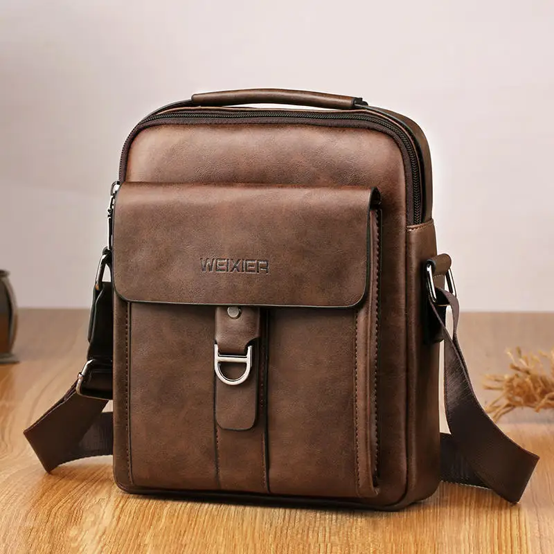 Coffee Color 2019 New Fashion Alligator Genuine Cow Leather Vintage Mens Messenger Bag Cross Body Shoulder Bags Casual&Business Zipper Pack For Ipad