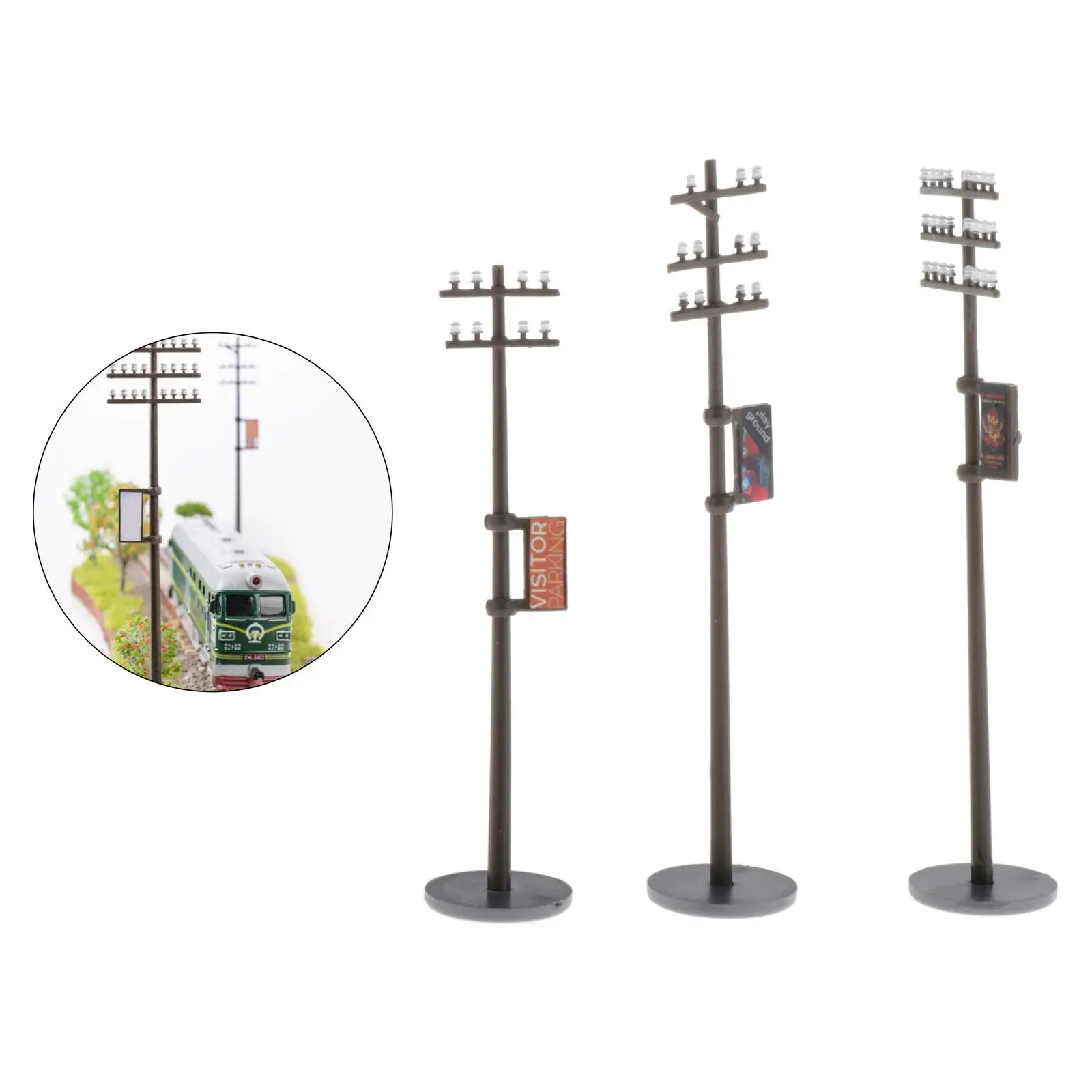 

3pcs 1/100 Electric Line Poles Telephone Pole Set SCENERY Building Accessories