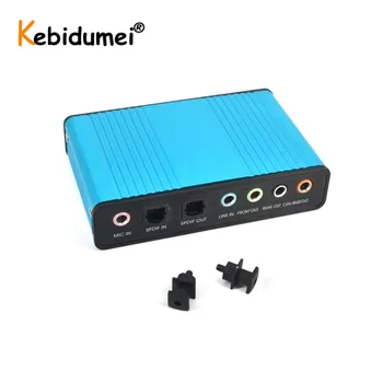 

Kebidu 6 Channel 5.1 External USB 2.0 Sound Card Audio Card Converter Adapter CM6206 Chipset Audio Adapter for PC Laptop