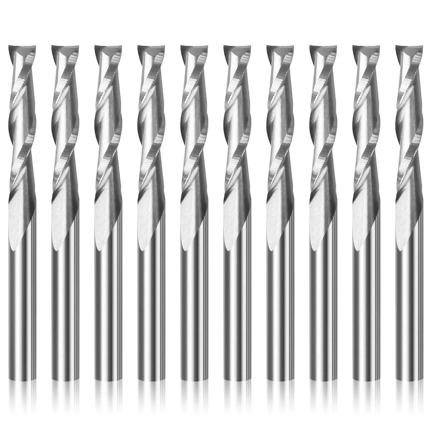 10pcs 1/8 Shank 4-Flutes Carbide Spiral End Mill CNC Router Bit 3.175*15mm Blade 