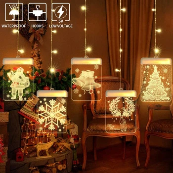 

Christmas Hanging Lights Curtain LED Lights Xmas Ornaments String Lamps Fairy Lights String Light Christmas Decorations For Home