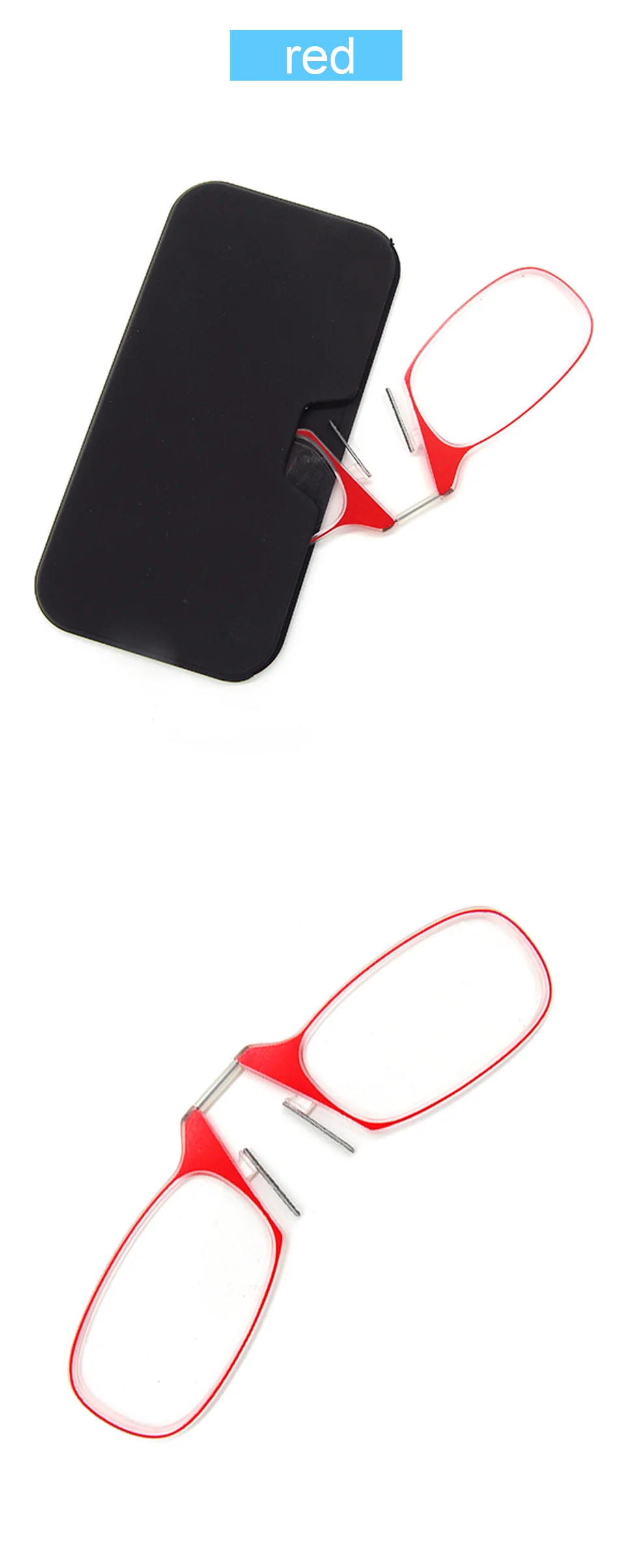 Ультралегкие очки для чтения для женщин и мужчин с коробкой, запатентованный зажим для носа, легко носить с собой, прозрачные мини портативные очки diopterKR1510