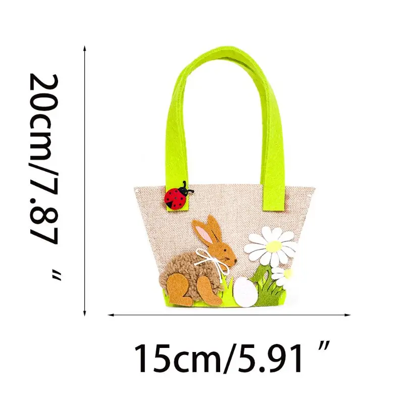 Best Nordic Nordic Style Vintage Easter Handbag Colorful Non Woven Felt Rabbit Egg Ladybird Applique Patch Gift Candy Storage Tote