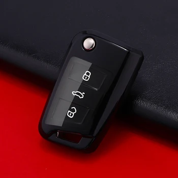 

PC+TPU car key case kryring For Volkswagen VW Golf 7 mk7 Seat Ibiza Leon FR 2 Altea Aztec For Skoda Octavia key cover accessorie