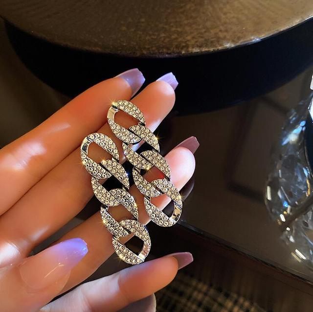 Rhinestone Bow Tassel Earrings Exquisite Long Hanging Crystal Pendant Light Luxury Drop Dangle Earrings Women Girl