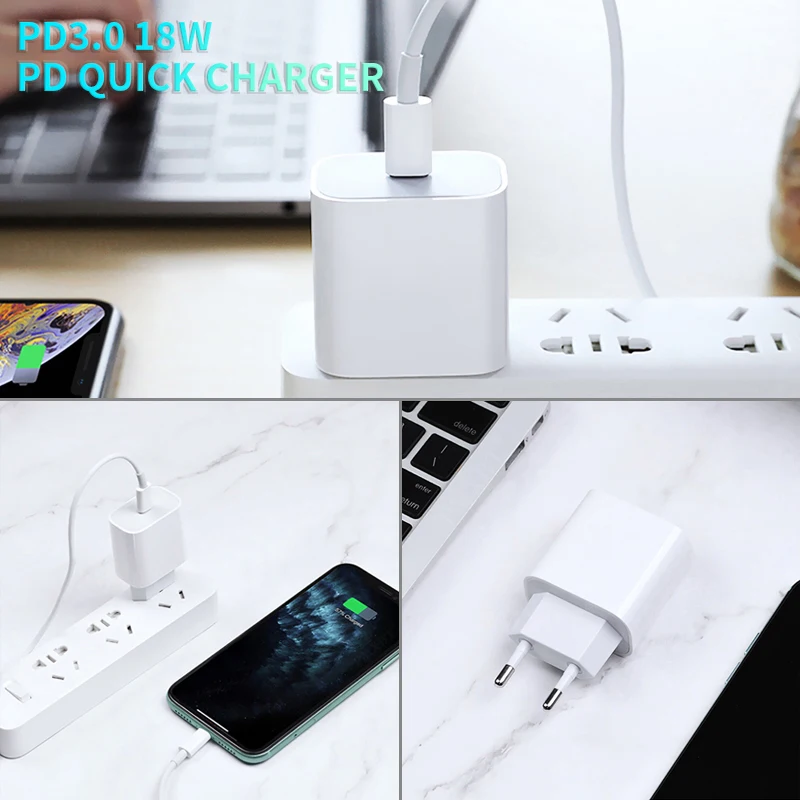 18 Вт PD USB Type C зарядное устройство адаптер для iPhone 11 Pro X Xs MAX Samsung S20 QC 3 0 Быстрая
