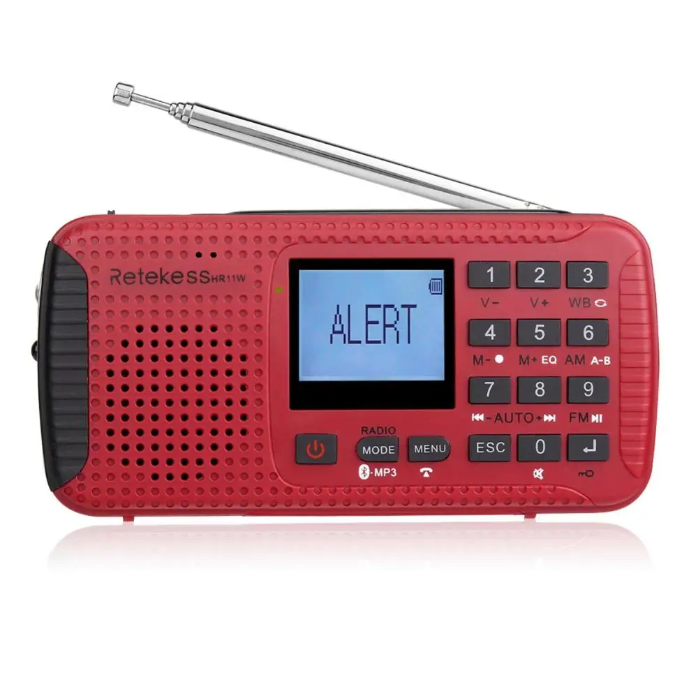 

Retekess HR11S Portable Radio Bluetooth Speaker Solar Emergency Radio Receiver FM MW SW with MP3 Music Player Digital Recorder