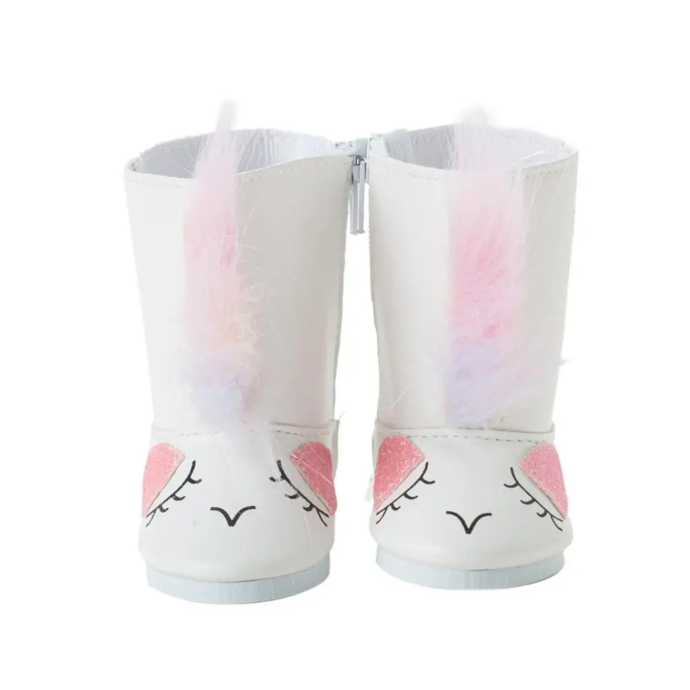 

2020 New Fit 17 inch 43cm Baby New Born Doll Accessories Doll White Plush Cat Shoes For Baby Birthday Gift