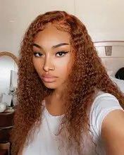 Marrón y rubia resaltar peluca mongol Afro rizado Pelo Rizado peluca pelucas de cabello humano para las mujeres 180 de densidad T parte de encaje peluca 13x6 6x1Remy