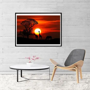 

Sunset Giraffes Animal Natural Landscape Art Canvas Poster Painting Wall Picture Print Modern Home Bedroom Decoration Artwork