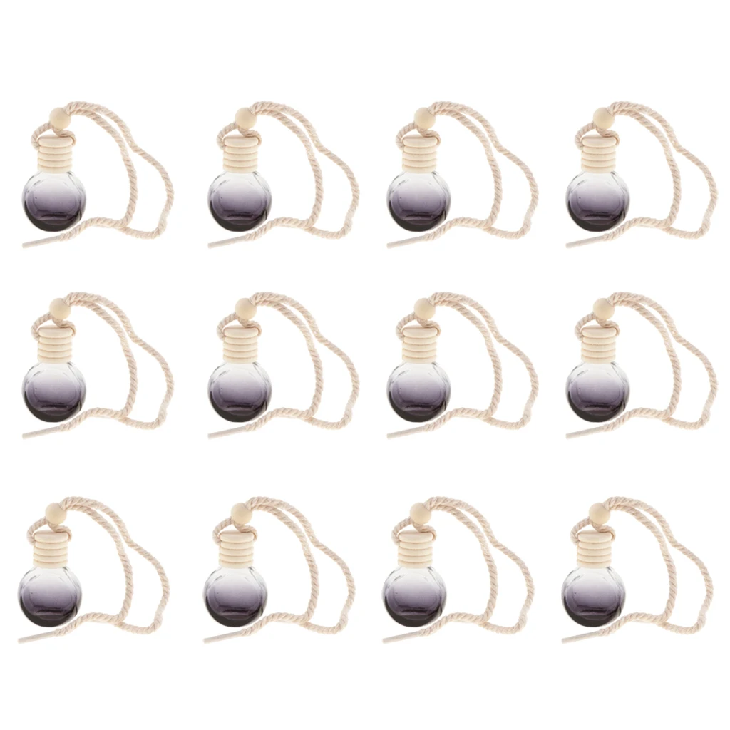 12Pcs 10ml Empty Perfume Bottle Pendant Car Hanging Ornament Home Decor Round