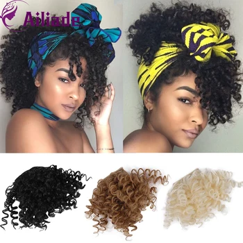 

AILIADE Synthetic Afro Kinky Curly Bangs Hairpiece Women’s Fake Bangs Hairpiece Clip In Hair Extensions Heat Resistant Fiber
