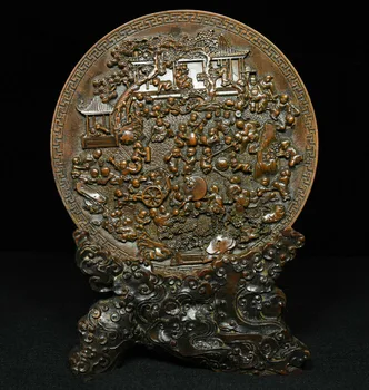 

wedding decoration Old Chinese Folk Boxwood Wood Carved 100 Kid Boy child play games Statue Screen