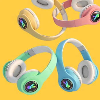 

Ear Luminous Head-mounted Wireless Bluetooth Headset With Microphone Hands-free Support TF Card AUX Play