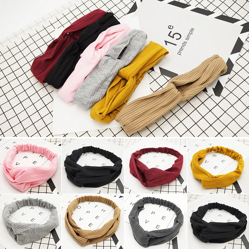 

Korean Fashion Retro Solid Color Knitted Ladies Hair Band Joker Tiara Hair Accessories Facial Mask Headband