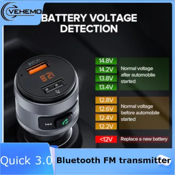 

Car Charger Smart Handsfree Stereo Adapter Quick 3.0 Dual USB Bluetooth Fm Transmitter Player Wireless Bluetooth Car Kit Receive