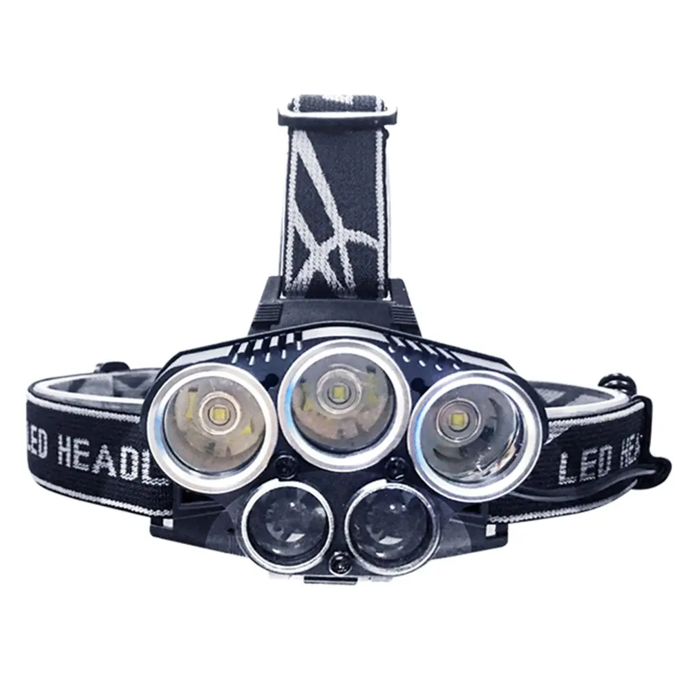 

ICOCO T6 Beads 5LED Flashlight Headlight LED 1500LM SOS Front Head Light Rechargeable Headlamp for Outdoor Hunting Fishing