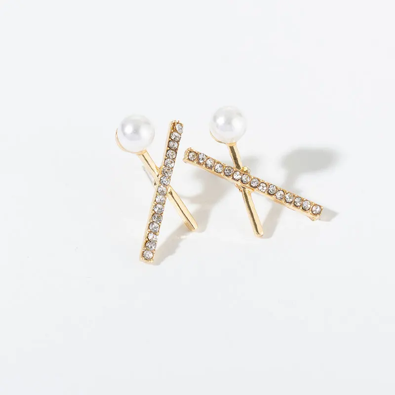 Pearl Earrings Geometric Earrings Cross Earrings