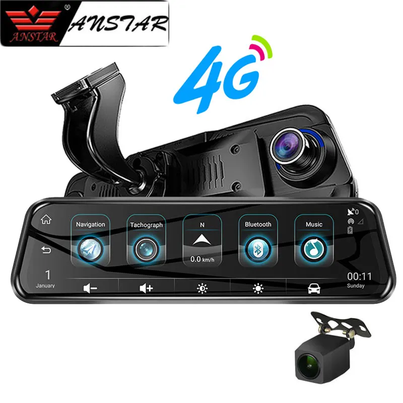 Зеркало видеорегистратор Anstar 10 дюймов 4G 1080P GPS|Видеозеркало для авто| |