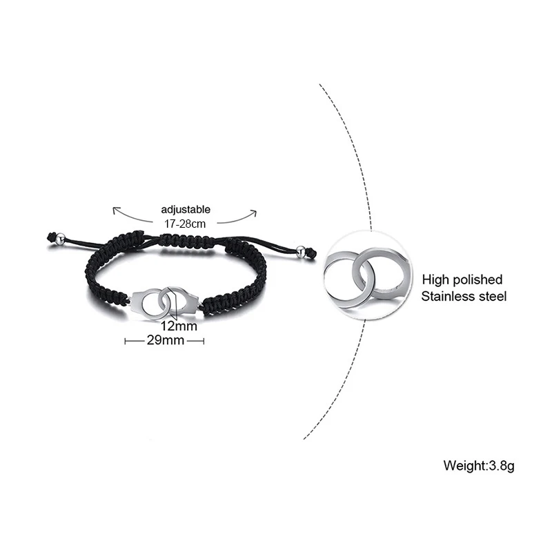 Мужской браслет ручной работы плетеная веревка с наручниками модные повседневные регулируемые браслеты подарок для его ювелирных изделий