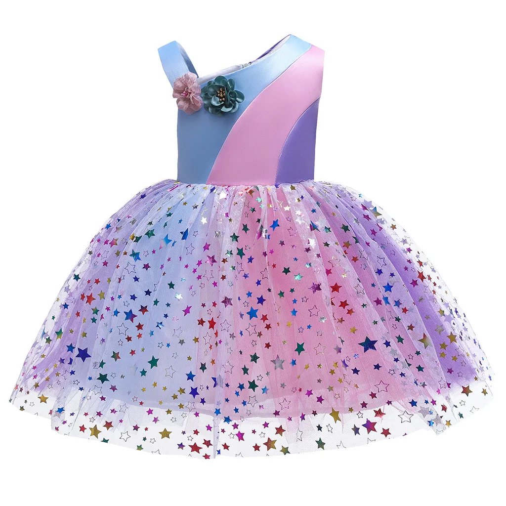 Платье для маленьких девочек с цветочным рисунком; фатиновые платья с принтом со звездой для девочек; платье принцессы для подружки невесты; платье для торжеств; платье для дня рождения; свадебное платье