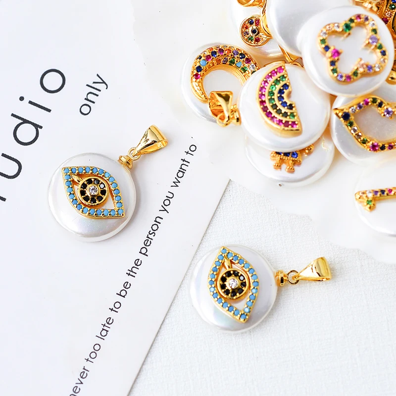 

Natural pearl earring pendant and necklace base, devil eyes, all used to make jewelry handmade materials accessories wholesale