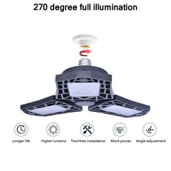 

UFO LED Garage Light E27 60W Garage Lamp 270 Degree Light Angle & Deformable Industrial Lighting Workshop Light