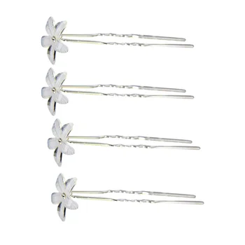 

20 Pcs U-shaped Hairpin Artificial Pearl Floral Hairpin with Rhinestone Hair Clips Accessories for Wedding Bride Bridesmaid Part