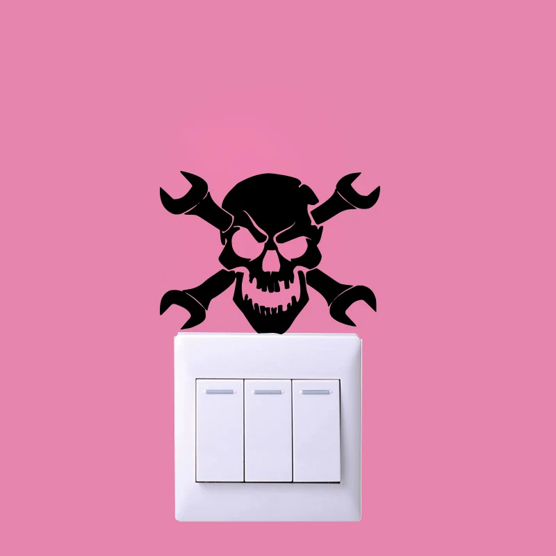 Виниловая настенная наклейка с переключателем в виде черепа домашний декор для