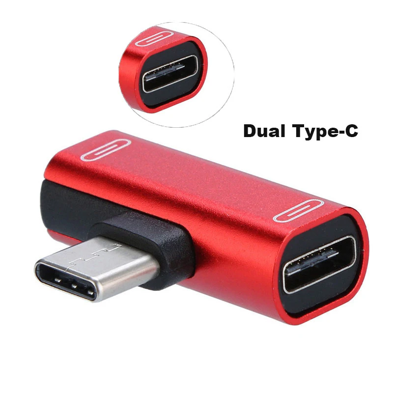 

2 Dual Type-C Type C Adapter for Huawei P30 Pro Xiaomi LG Samsung S8 S9 S10 Plus Audio Charge Adapter 2 In 1
