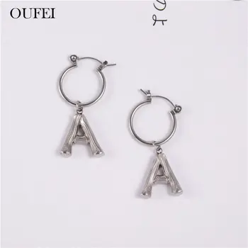 

OUFEI 26 Letter Earrings For Women Drop Earrings Female Stainless Steel Jewelry Woman Accessories Fashion Jewelry Free Shipping